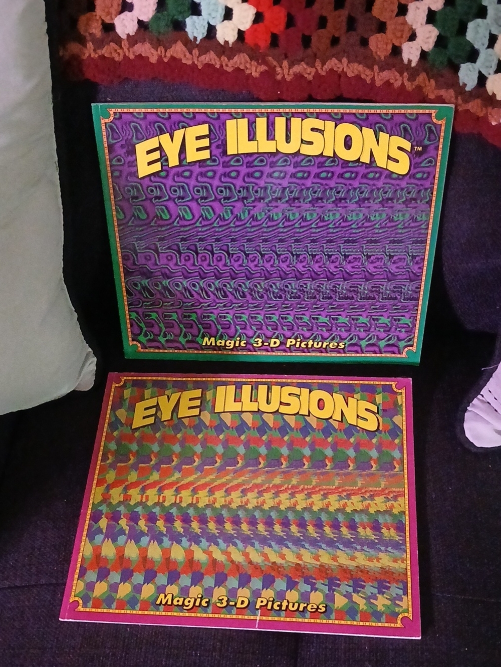 Eye Illusions Magic 3-D Pictures Set - Colorful Optical Art Books 1994